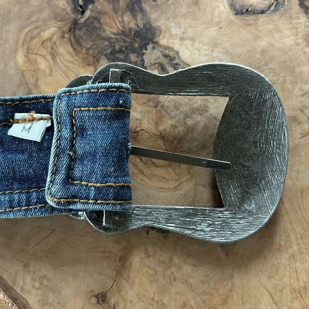Denim & Rhinestone Buckle Belt - M - Picture 7 of 7